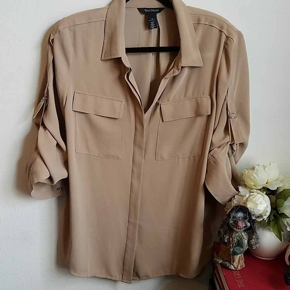 White House Black Market blouse Tan Size 14